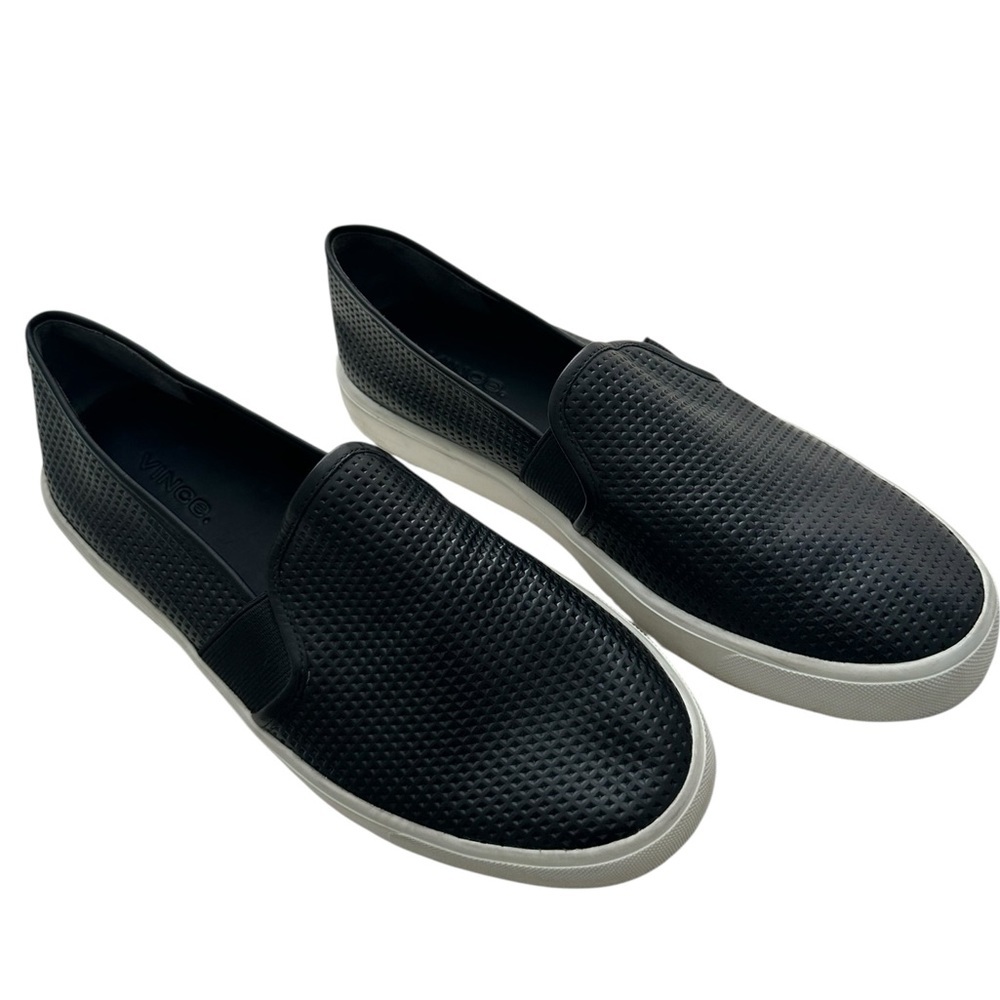 Vince Blair 5 Perforated Black Leather slip on Sneakers Size 7 Minimalist Comfy